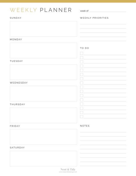 Weekly Planner (2 layouts) v1 - Neat and Tidy Design