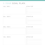 Printable 5 year goal planner with actionable steps list