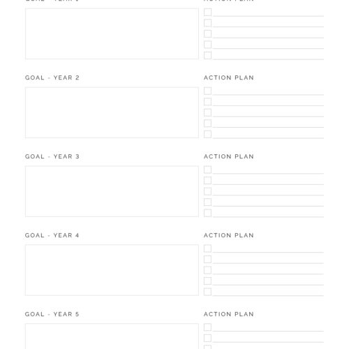 5 Year Goal Plan Neat And Tidy Design