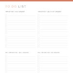 Quadrant To Do List printable PDF in coral