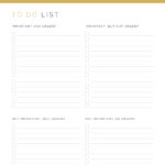 Quadrant To Do List printable PDF in gold