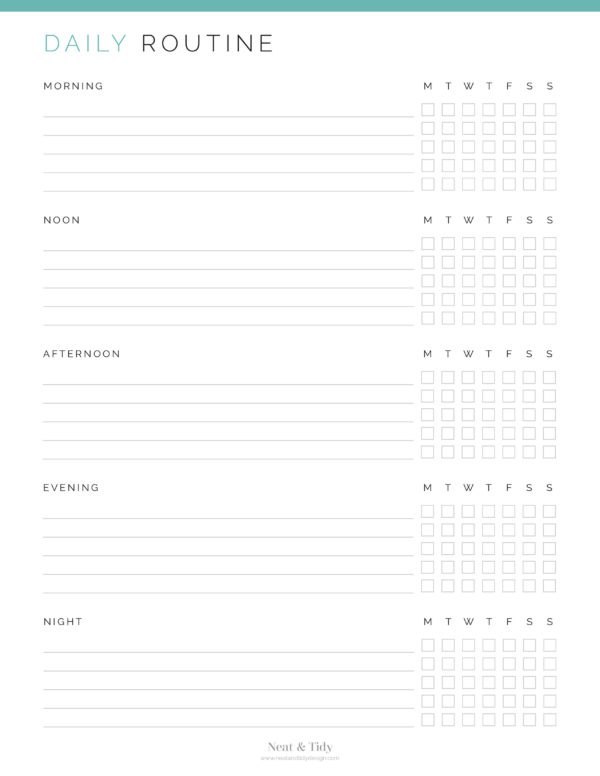 Printable Daily routines planner