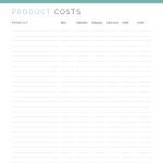 printable product costs log for small businesses