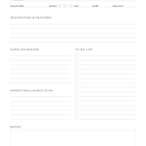 printable product planner for small businesses