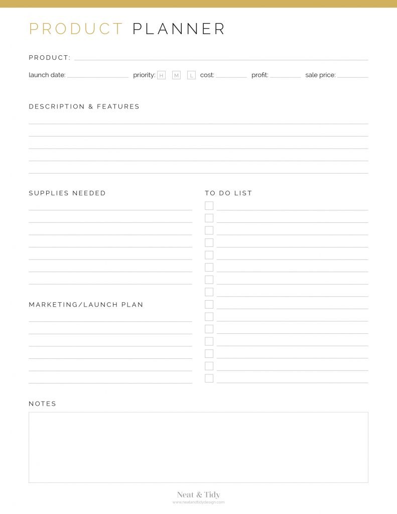 Product Planner - Neat and Tidy Design