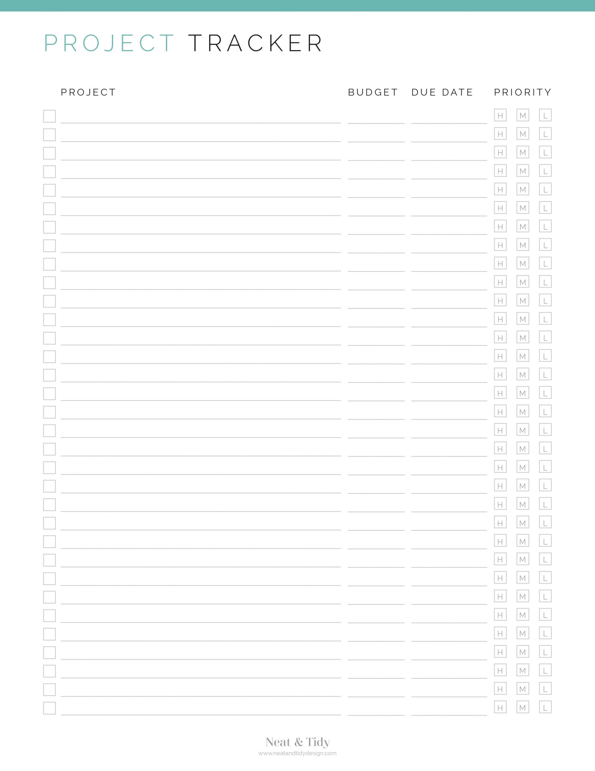 Project Tracker - Neat and Tidy Design