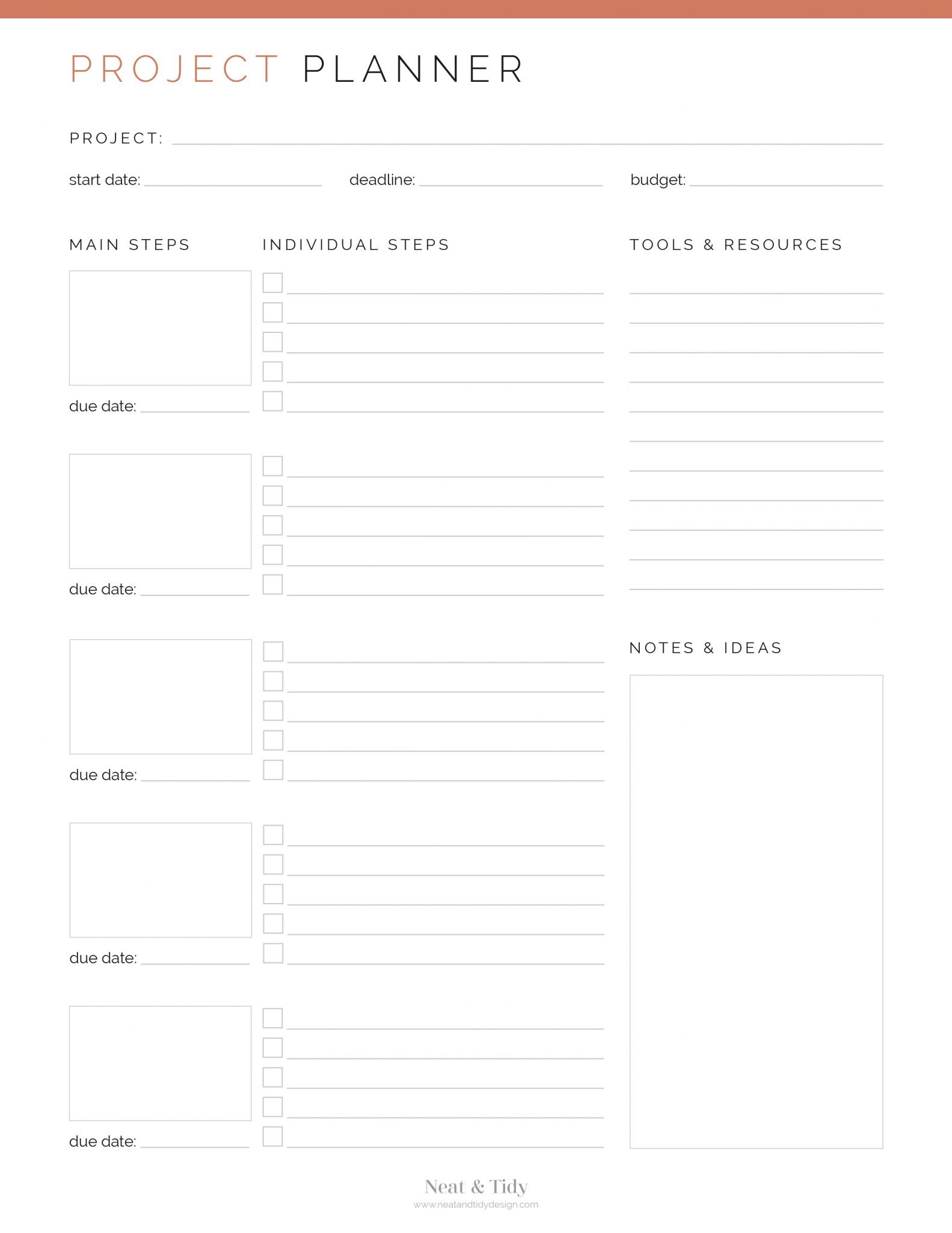 Project Planner - Neat and Tidy Design