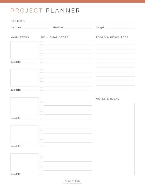 Project Planner - Neat and Tidy Design