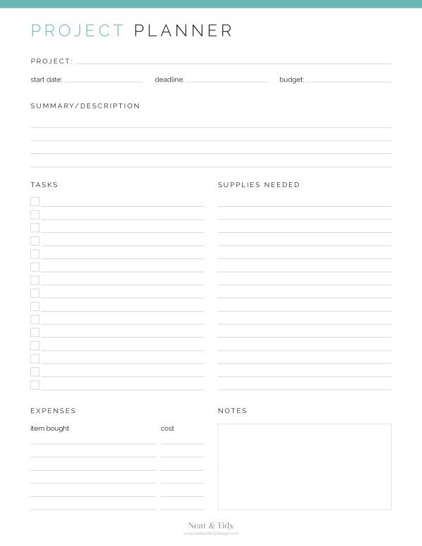 Project Planner - Neat and Tidy Design