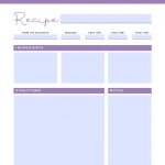 Unlined Recipe card in lilac with fillable form fields highlighted in blue