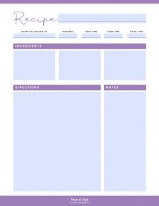 Colourful Recipe Cards v9 - Neat and Tidy Design