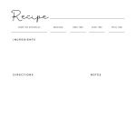 Printable full page recipe card in pdf format, in black and white low ink