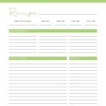 Printable full page recipe card in 6 fun colours