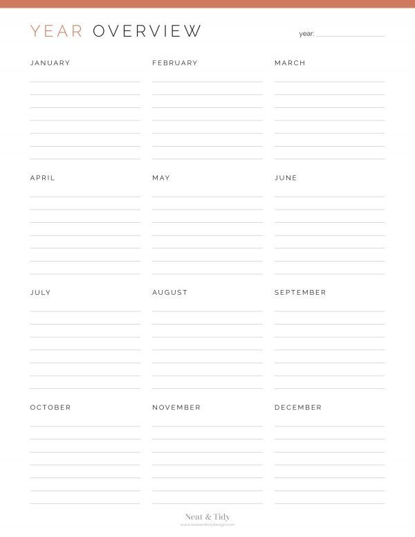 printable lined yearly overview planner in pdf