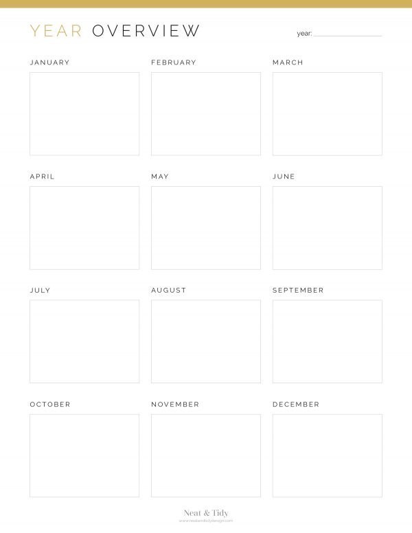 printable unlined yearly overview planner in pdf