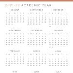 Academic Year Overview 2021-22 with Monday or Sunday start in three colours