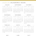 Academic Year Overview 2021-22 with Monday or Sunday start in three colours