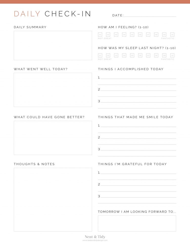 Check-in Guided Journal Pages Kit - Neat and Tidy Design