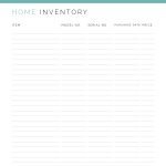 printable overview home inventory log to keep track of your valuables