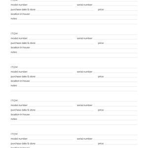 a detailed printable pdf inventory list of the valuable items in your home