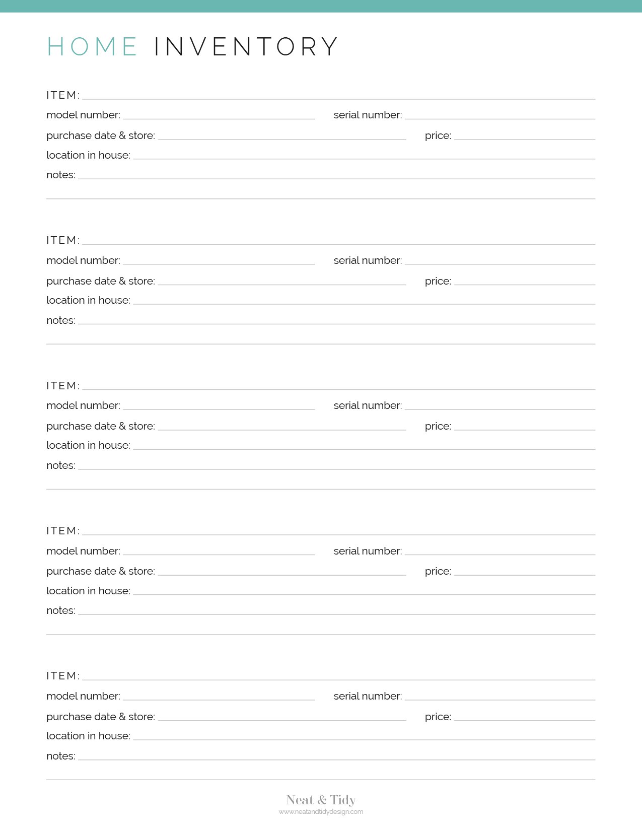 Home Inventory Log - Neat and Tidy Design home-inventory-log-neat-and-tidy-design
