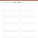 printable home maintenance checklist for interior and exterior plans in coral