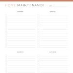 printable seasonal home maintenance checklist in coral