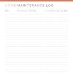 printable home maintenance log pdf in three colours