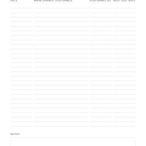 printable home maintenance log pdf in three colours