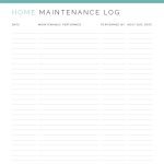 printable home maintenance log pdf