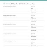 printable home maintenance log pdf in three colours