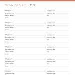 printable and fillable pdf log for your warranties in coral