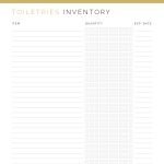 printable toiletries supply inventory log pdf