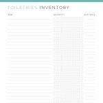 printable toiletries supply inventory log pdf