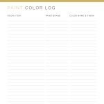 printable pdf paint colour log for home maintenance in three colours
