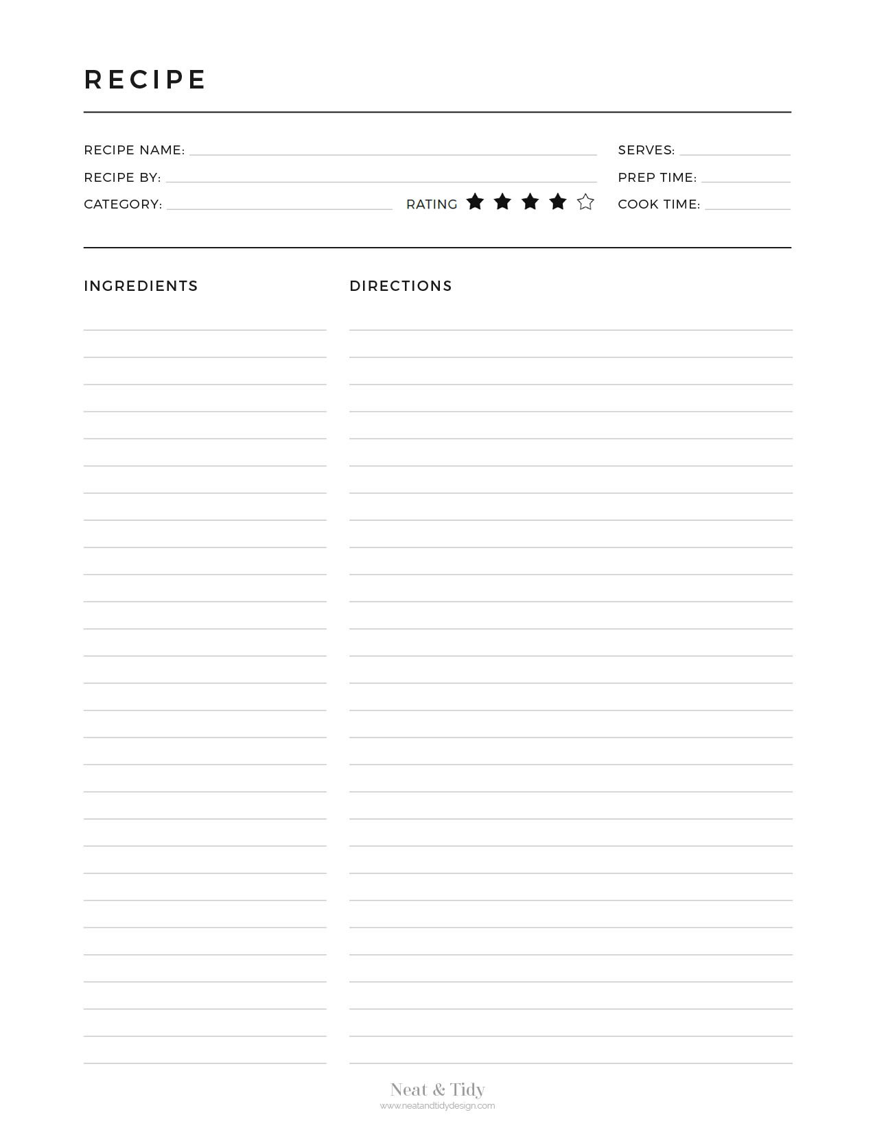 Minimalist Recipe Page Pertaining To Fillable Recipe Card Template