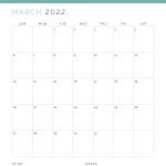 printable pdf 2022 dated calendar with notes and to do list section in three colours