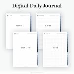 digital daily journal for goodnotes with lined, grid, dot grid or blank pages