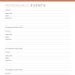printable guided journal page to write down memorable events