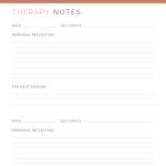 Keep a log of what you talk about in therapy to keep track of your progress with these printable therapy notes pages