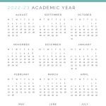 academic year overview calendar for 2022-23 school year with monday start to the week