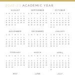 academic year overview calendar for 2022-23 school year with sunday start to the week