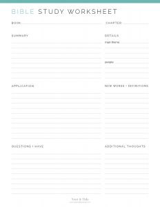 Bible Study Worksheet - Neat and Tidy Design