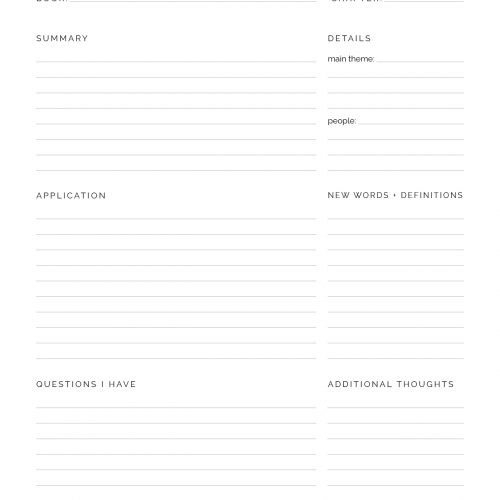 Bible Study Worksheet - Neat and Tidy Design