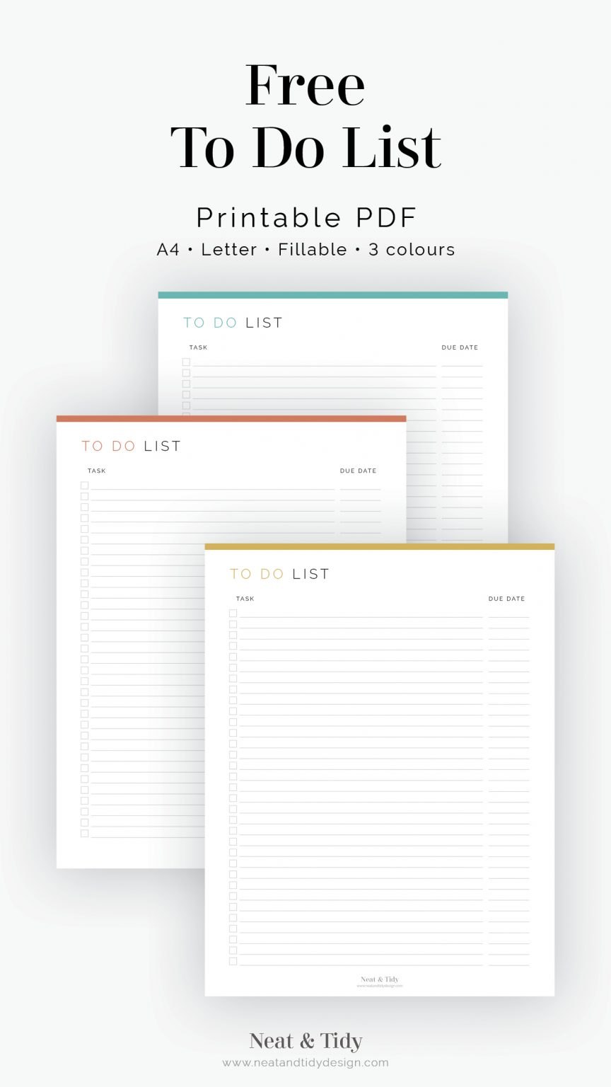 Free Printable To Do List - Neat and Tidy Design