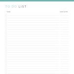 printable pdf to do list with due date column in teal