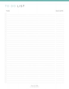 To Do List with Due Date - Neat and Tidy Design