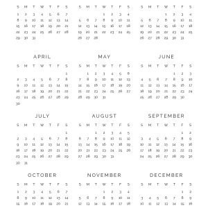 2023 year overview calendar for 2022-23 school year with sunday start to the week