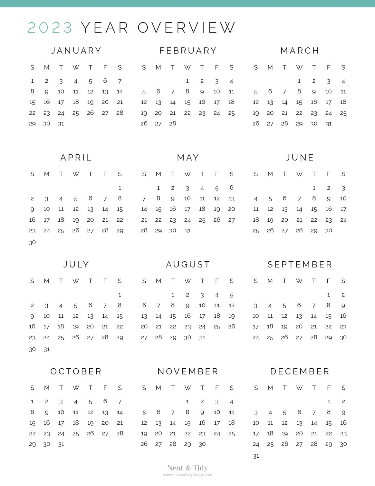 2023 - 2024 Year Overview - Neat and Tidy Design