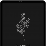 undated minimalist digital planner for goodnotes with botanical illustrations, dark mode